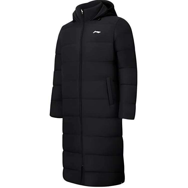 

Li Ning Удобная Повседневная Простая Пуховая Куртка Средней Длины с Капюшоном Женская Верхняя Одежда Черная AYMPN193-1 S