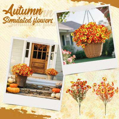 Artificial Flowers Outdoor Fall Imitation Green Plants For Porch Planters Thanksgiving Decoration - Fake Plants For Garden, Fireplace, Front Door