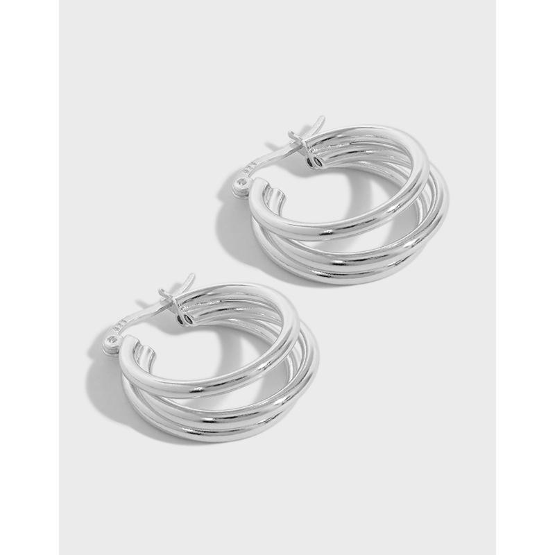 Multi-layer Circle Round Big Hoop Earrings for Women 925 Sterling Silver Jewelry Gifts