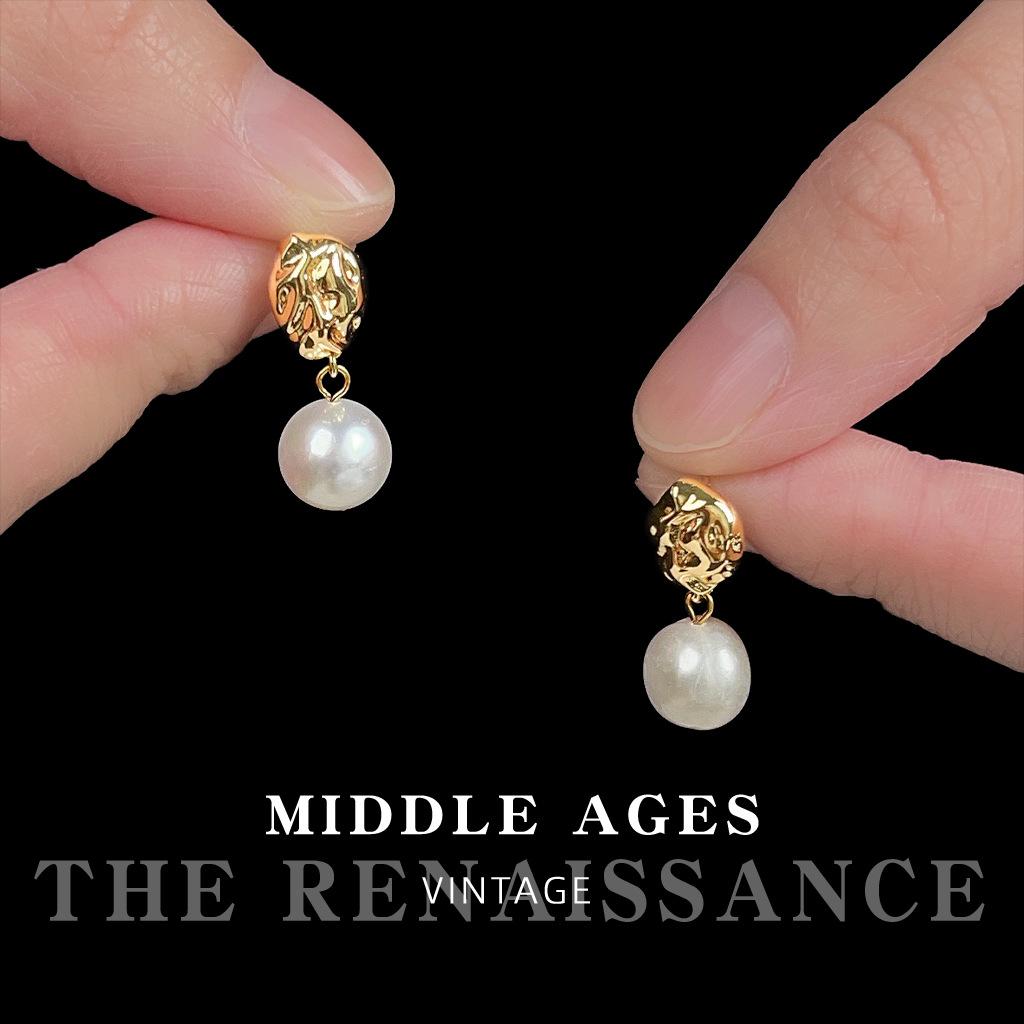 Liquid Geometric Freshwater Pearl Earrings French Light Luxury Temperament Earrings Women