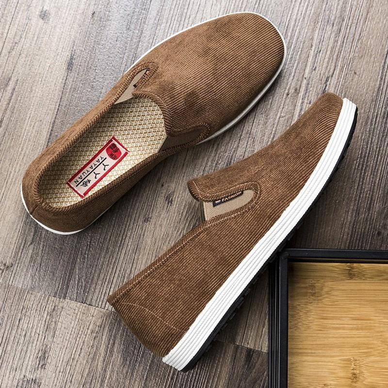 Spring New Plush Cloth Shoes Breathable and Lightweight Lasagna Old Beijing Cloth Shoes One-pedal Driving Casual Shoes