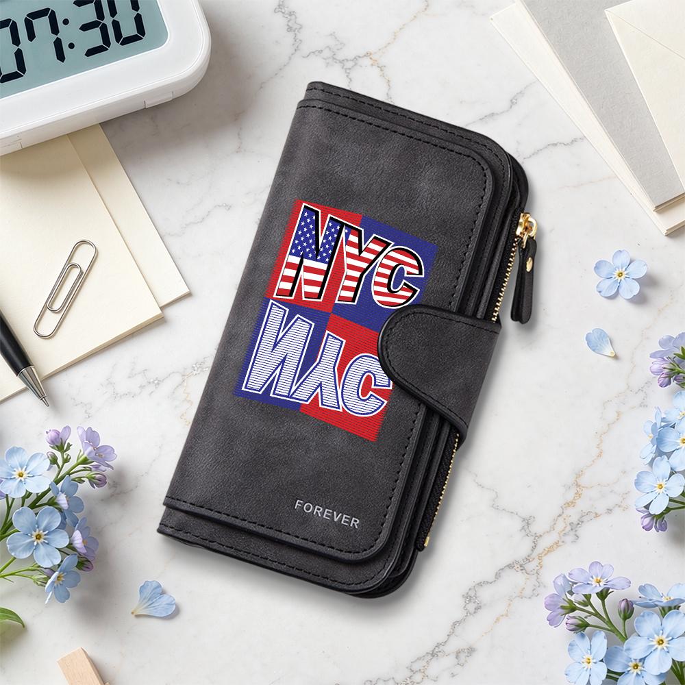 NYC Printed Long Purse Multi Card Slots Fashion Portable Wallet for Daily Use