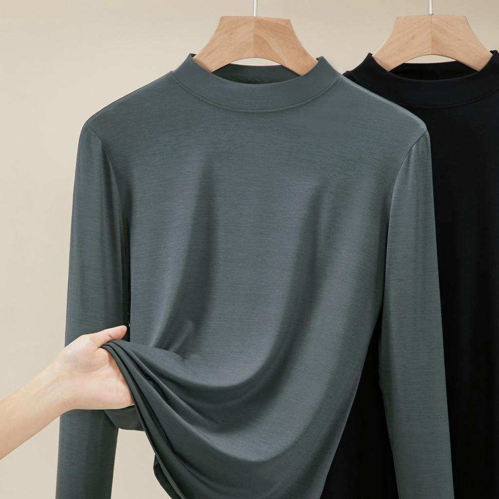 White bottoming shirt women's summer inner new versatile semi-turtleneck top