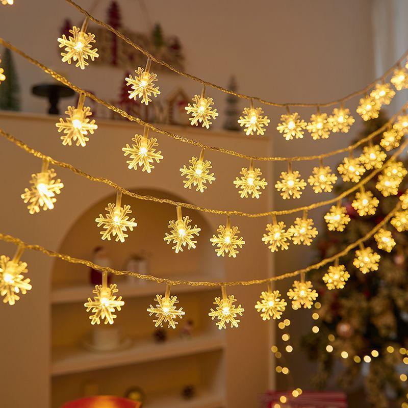 LED Snowflake Reindeer Star String Lights for Festive Room Decoration