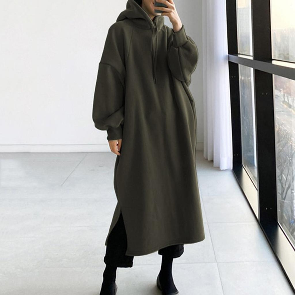 Womens Oversize 2023 Long Autumn Hoodie Black Hat Pockets Long Sleeves Loose Hoodies Female Winter Trendy Elegant Ladies Clothe