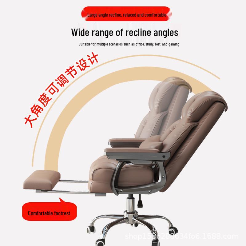 Ergonomic Reclining Leather Office Chair for Long Sitting Comfort.