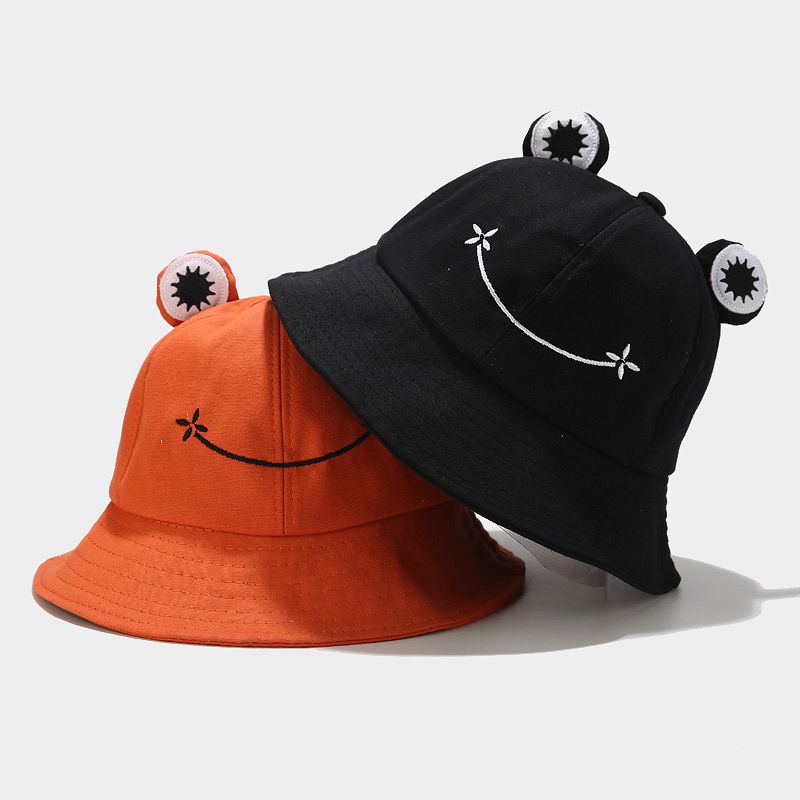 Cartoon Frog Plush Cotton Linen Bucket Hat Korean Fashion Soft Girl Student Couple Sun Hat Four Seasons
