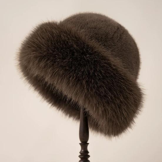 Women Hat Solid Color Soft Imitation Mink Fur Hat Ear Protection Thickened Warm Autumn Winter Fluffy Hat