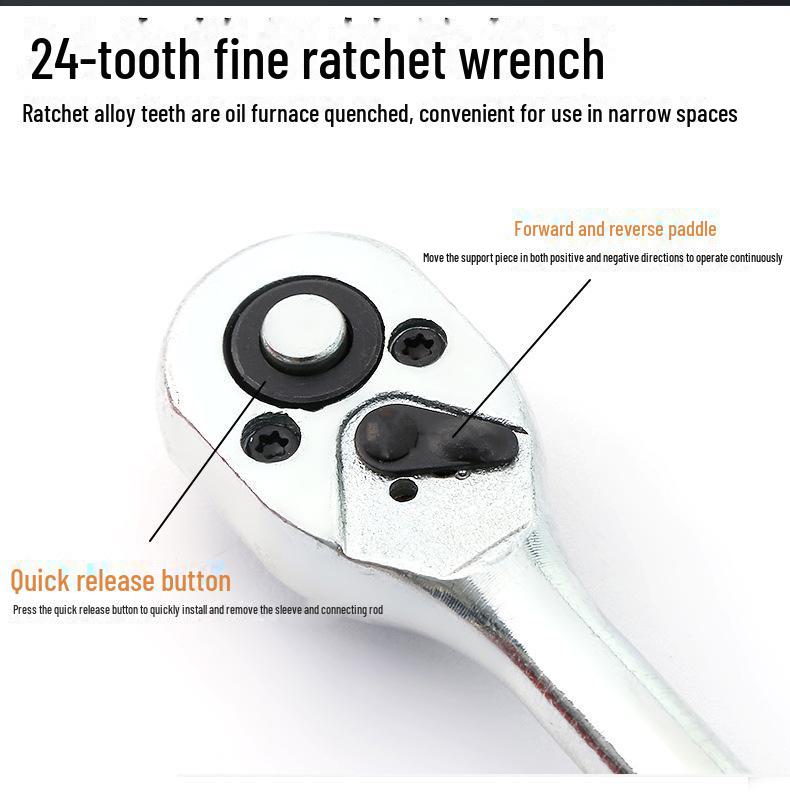 46-Piece Multi-Functional Ratchet Wrench and Socket Set for Car Repair