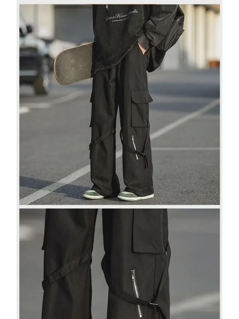 Ανδρικό Ρετρό Παντελόνι Φαρδύ Πόδι με Χαλαρή Εφαρμογή και Σχέδιο με Κορδέλες