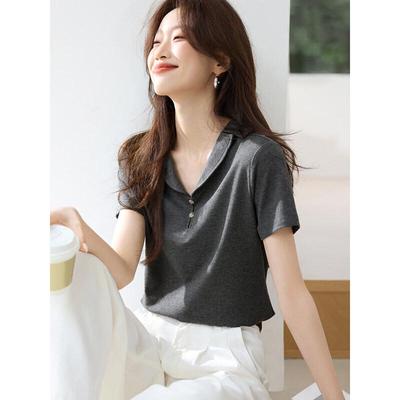 Mohan Yimei Women's Slimming Lapel Short Sleeve Blouse