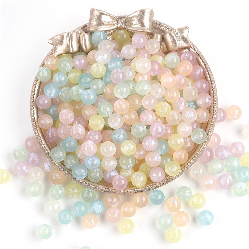 Iridescent Acrylic Round Beads for DIY Phone Case & Jewelry Decoration
