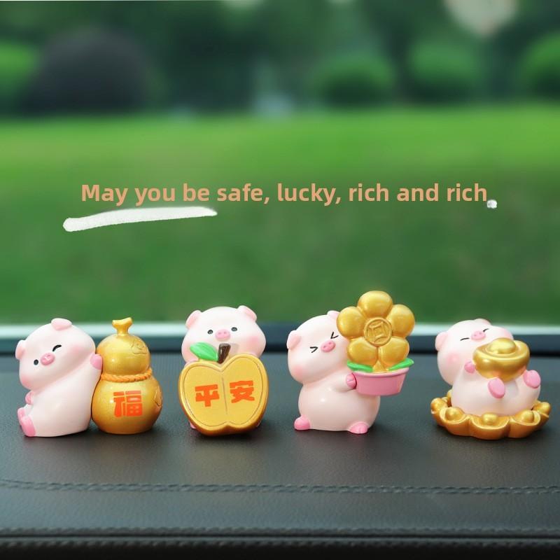 Car Decor Pig Car Pendant Resin Cute Cartoon Interior Ornament For Vehicle Gift