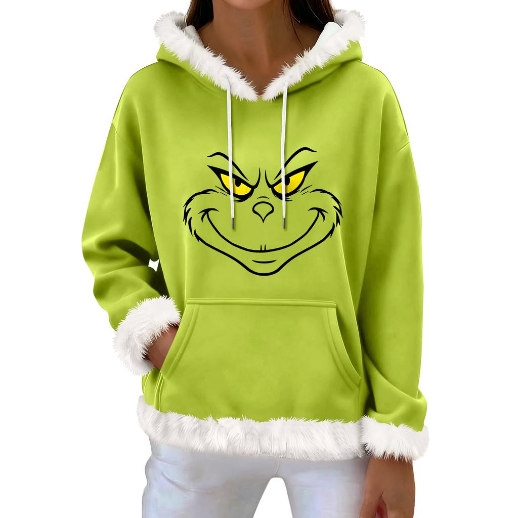Women's Casual Fashion Print Long Sleeve Hooded Sweatshirt Top