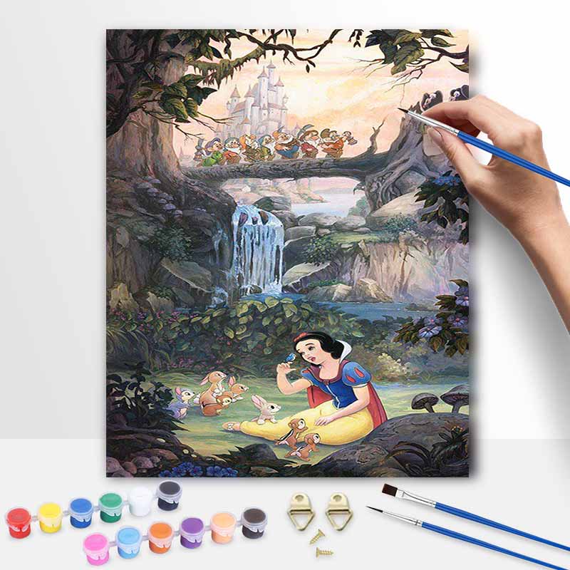 Disney Snow White Seven Dwarfs digital oil painting diy handpainted coloring painting home decoration gift wall art 130 characters!