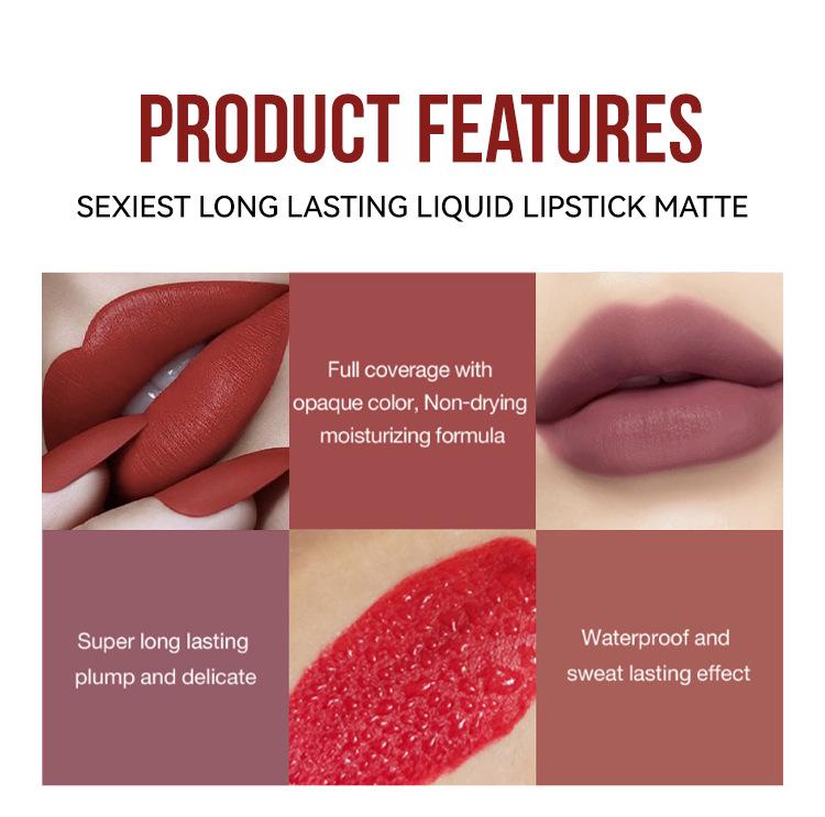 Matte Velvet Long-lasting Lip Gloss Set: Waterproof & Non-stick, Hot European/American Style