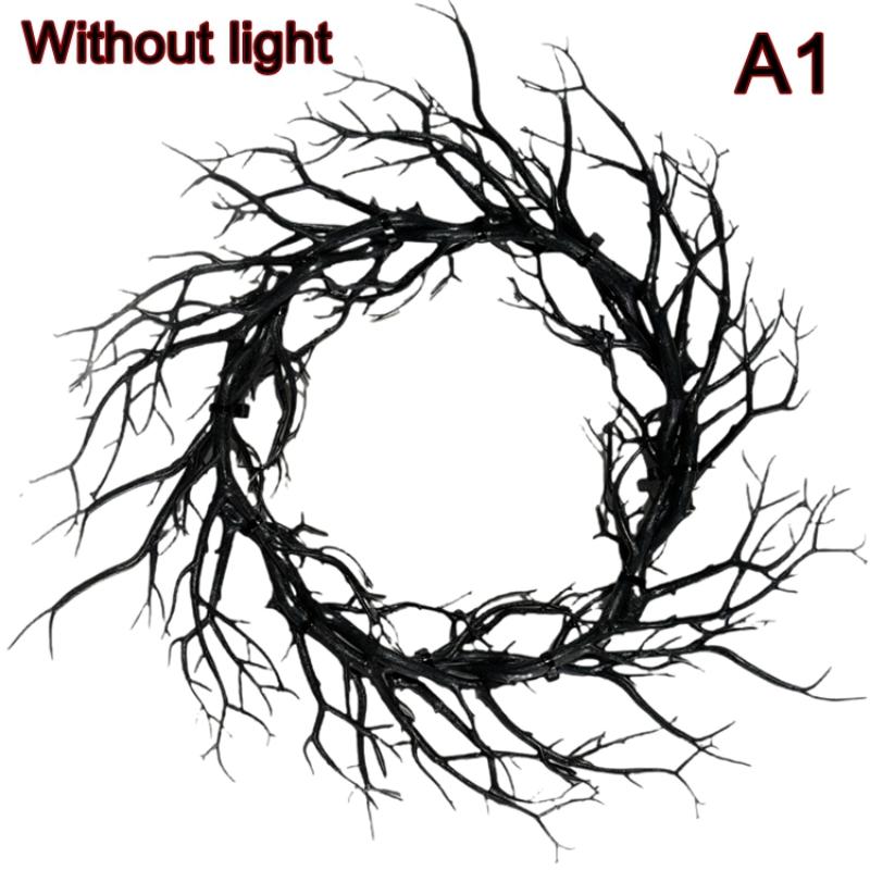 1Pc Spooky Prank Black Branch Wreath Decoration-Vintage Indoor/Outdoor Wall-Mounted Hanging Garland With Twisted Branches