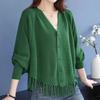Tassel Knitted Cardigan Coat for Women Autumn/Winter Loose V-neck Sweater for Women