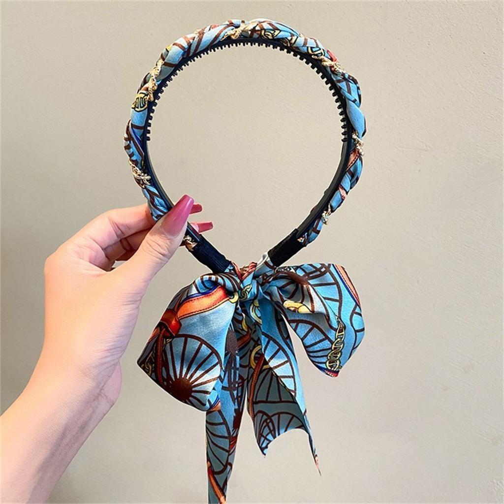 Fascia Lunga Colorata Stampata per Capelli da Donna Moda Nastro Intrecciato Legato ai Capelli Copricapo Accessori per Capelli Femminili