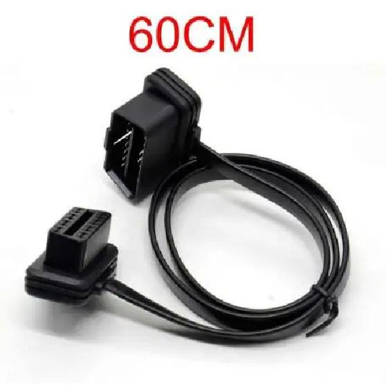 100cm 60cm Flach Dünn Wie Nudel OBD2 OBDII OBD 16-Pin ELM327 Stecker Auf Buchse Winkelverlängerungskabel Diagnose-Scanner-Anschluss