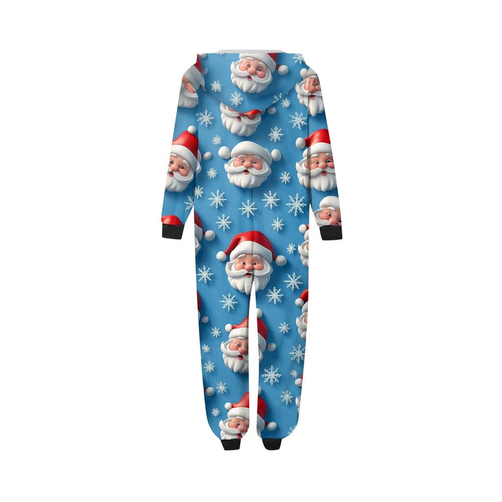 Weihnachtsdruck Eltern-Kind-Outfit Kapuzenreißverschluss Einteiliges modisches Heimanzug-Set