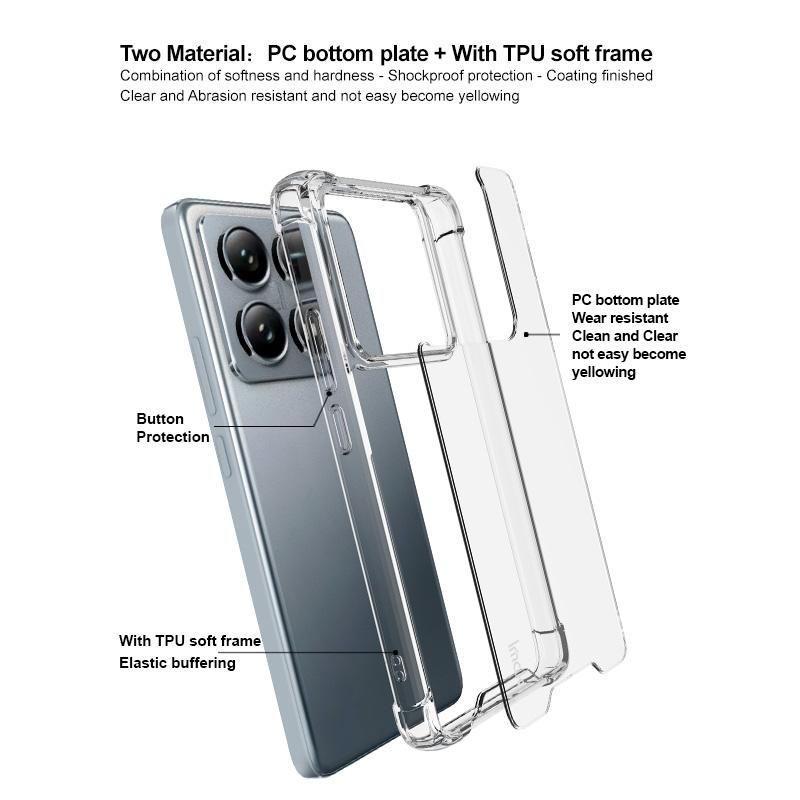 IMAK Etui na Xiaomi 14T Pro PC+TPU Wstrząsoodporne Przezroczyste Etui na Telefon