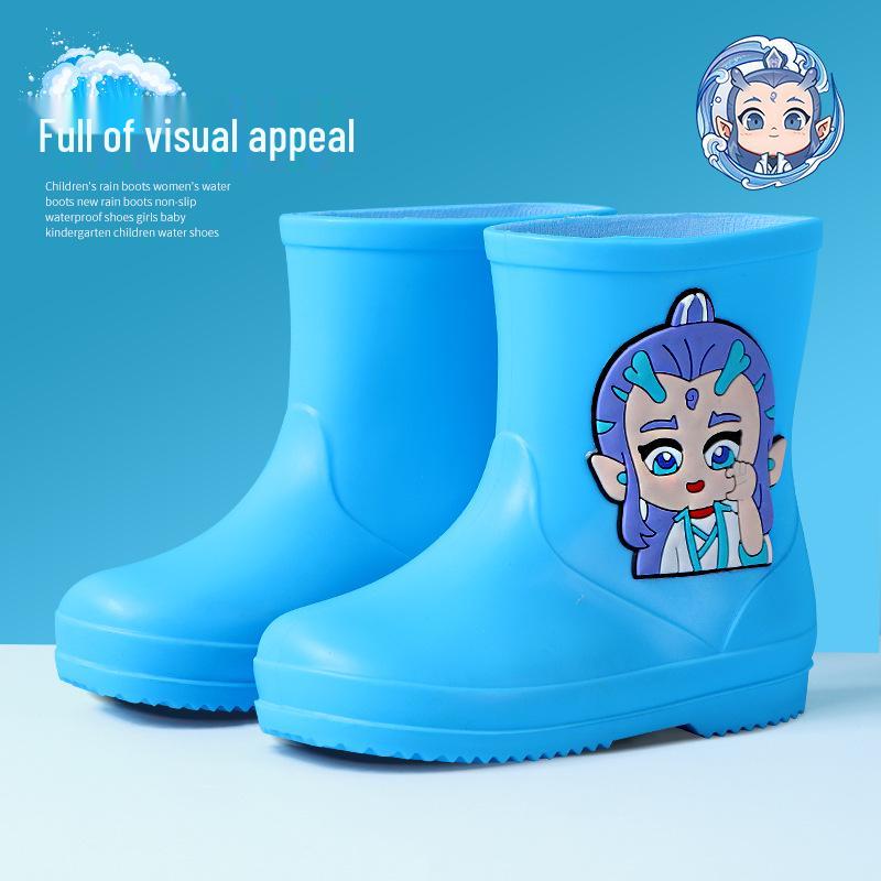 Kinder Cartoon Wasserdichte Rutschfeste Gummistiefel mit Plüschfutter für Kleinkinder und größere Kinder