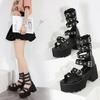 Fashion 2025 Summer New Fashion High Heel Sandals Rivet Hollowed Out Women's Shoes Roman Thick Heel Cool Boots 42
