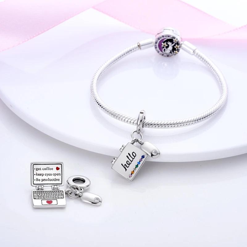 Charms Platacolorful Zircon Notebook Mouse Beads Fit Originalbracelets Charms For Women Jewelry Diy Making Gifts