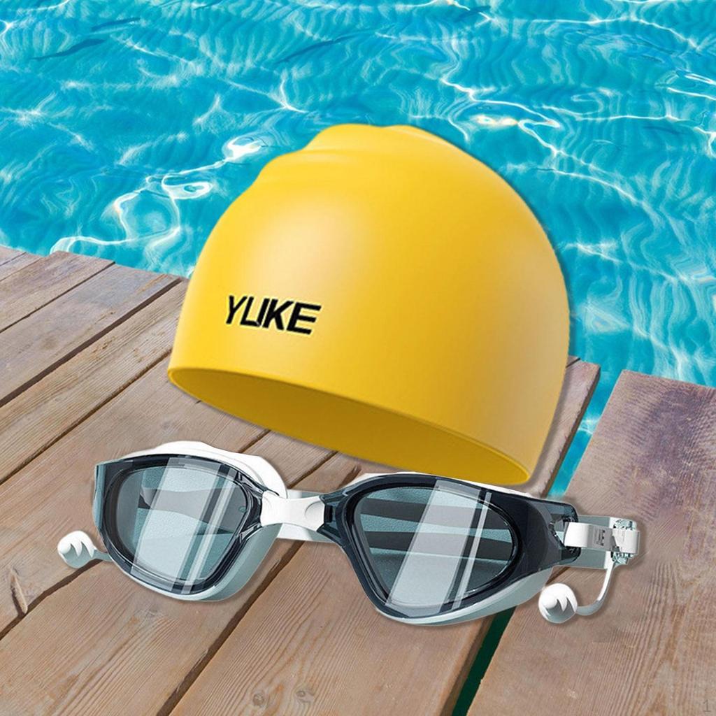 Schwimmbrille mit Badekappe Silikon Verstellbar für Damen und Herren Brille Nein