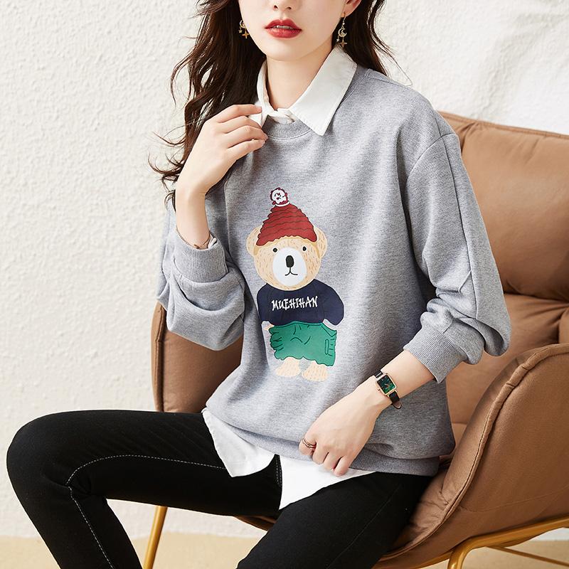 Dimanaf 2025 New Plus Size Spring Women Hoodies Full Sleeve Loose Pattern Printing Design Basic Tops T-Shirt New Pullover
