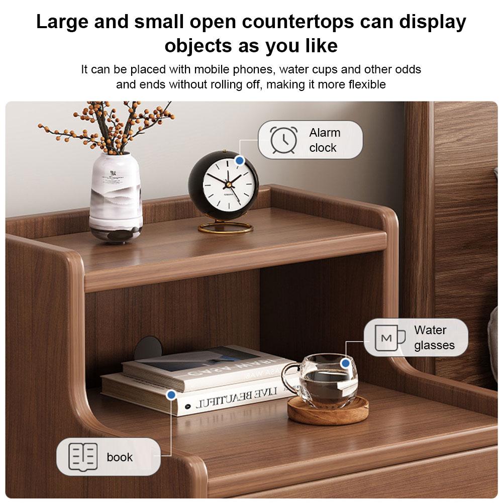 Ultra-Narrow Bedside Table with 2 Drawers Modern Narrow Nightstand Bedside Storage Small Cabinet for Bedroom Furniture Bed Table