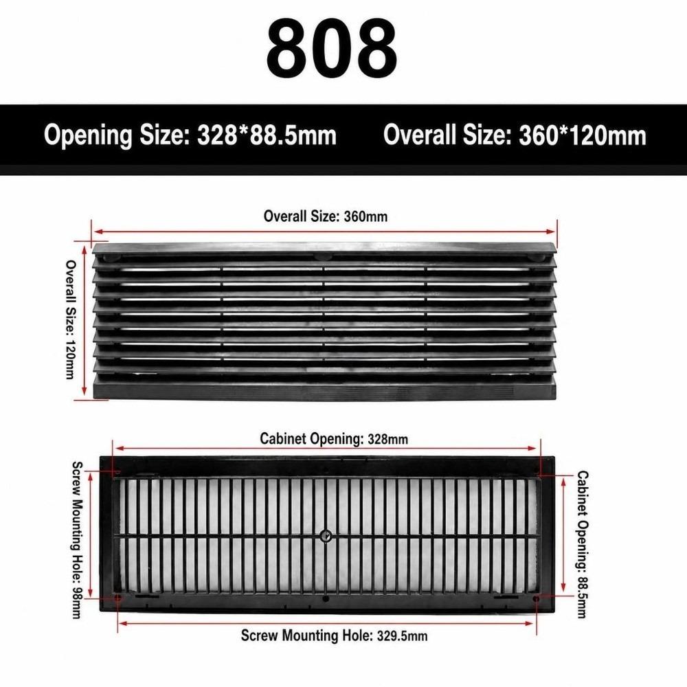 Black Vent Grille Waterproof Louver Vent Air Ventilation System Fan Grille Electric Cabinet