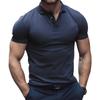 Temu summer new men's short-sleeved lapel neck T-shirt men's loose large size solid color polo shirt