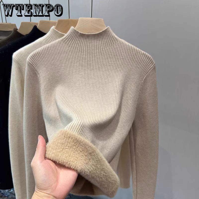 Warm Knitted Sweater for Autumn and Winter Half High Neck Pullover Sweater for Women