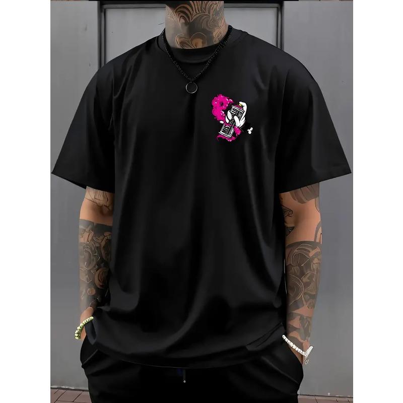 European sizes Trendy Short-Sleeved Summer Shirt for Men Featuring Graffiti Spray Can Design, Stylish And Fashionable! Slightly Stretchy