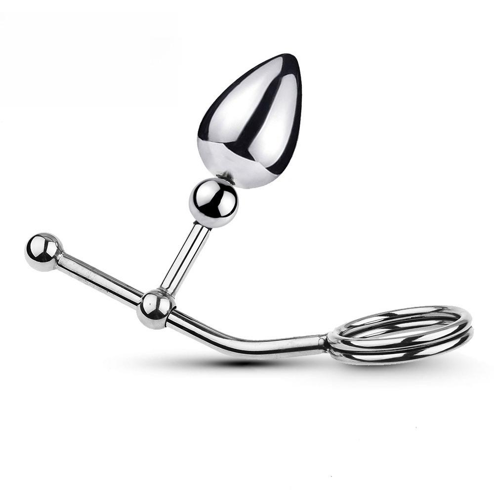 Removable Anal Butt Plug with Adjustable Penis Ring Metal Sexy Detachable Anal Plug Steel Single Double Ball Adult Toys for Men
