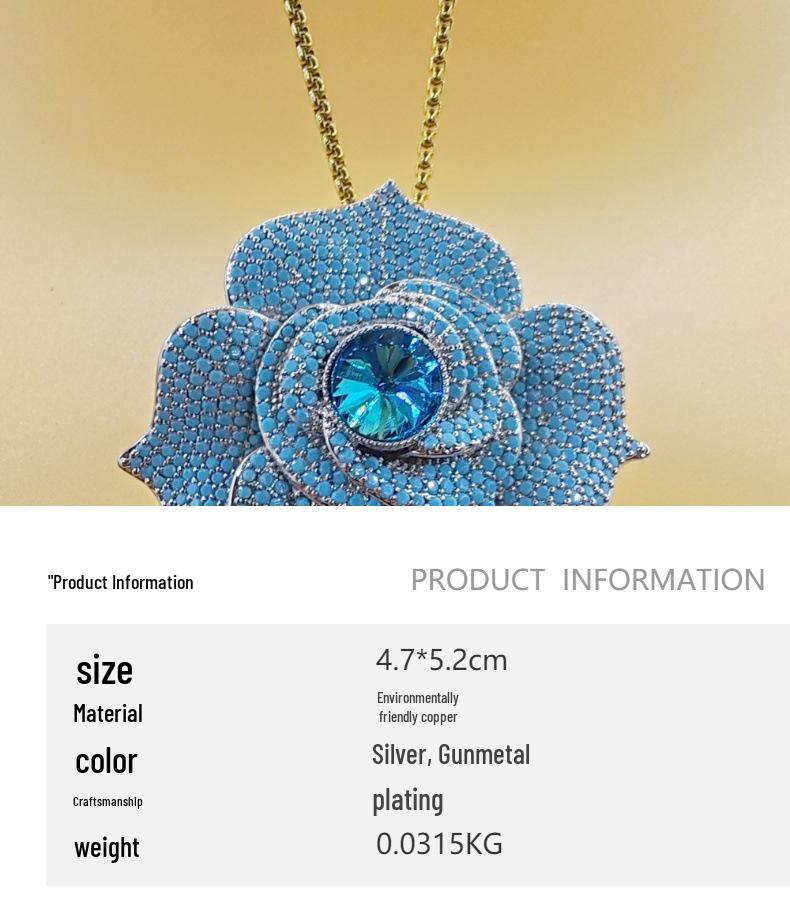 Chinese Camellia Brooch with Turquoise, High-End Corsage Sweater Chain, Women's Fashion Accessory