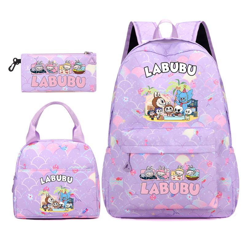 3Pcs/set Backpack for Girl School Teen Student Knapsack Women Rucksack with Lunch Bags Pencil Bag Fish Scale Style Bags