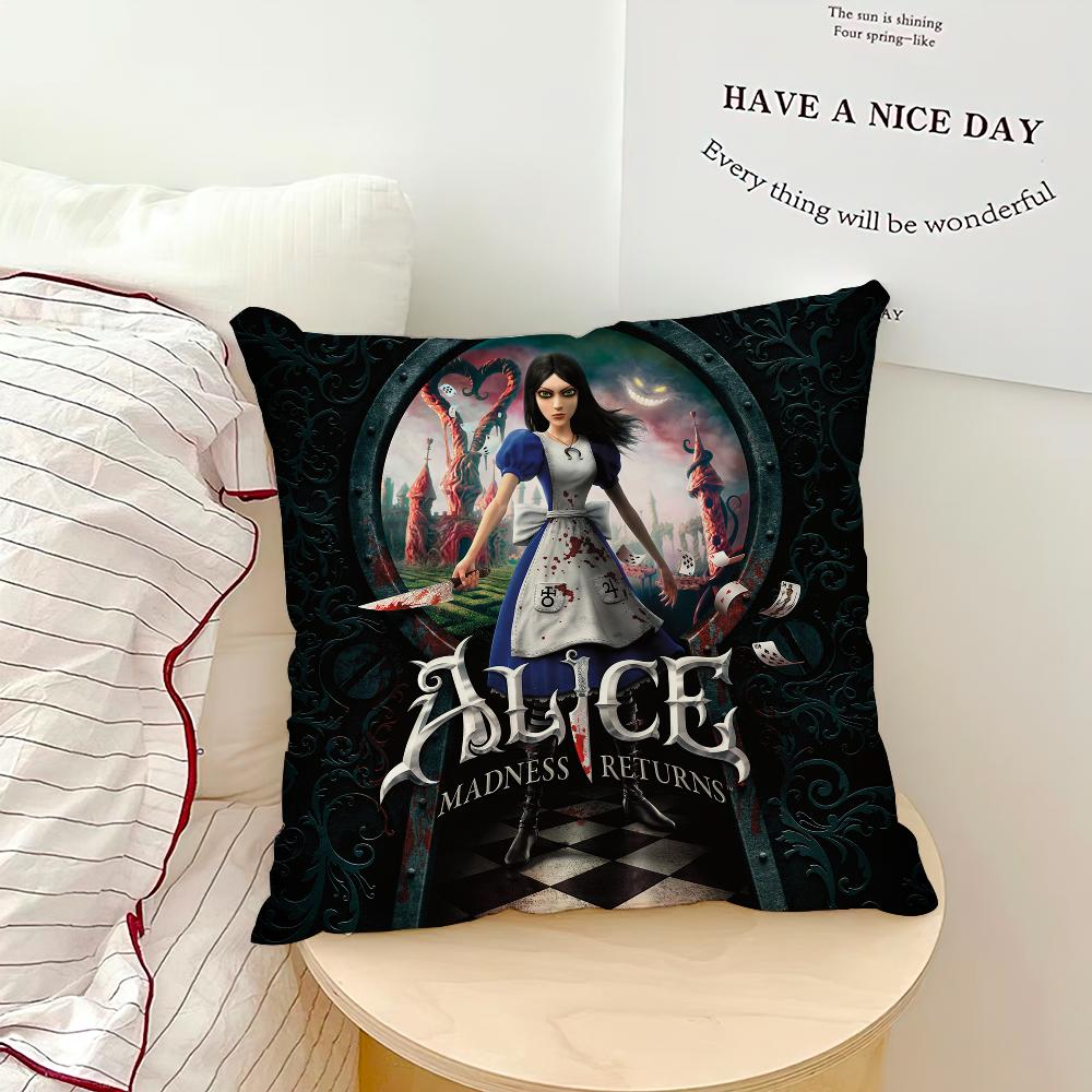 Movie A-Alice Madness Returns Cushion Cover Pillow Case Pillowcase Soft Skin Friendly & Comfortable with a Hidden Zipper