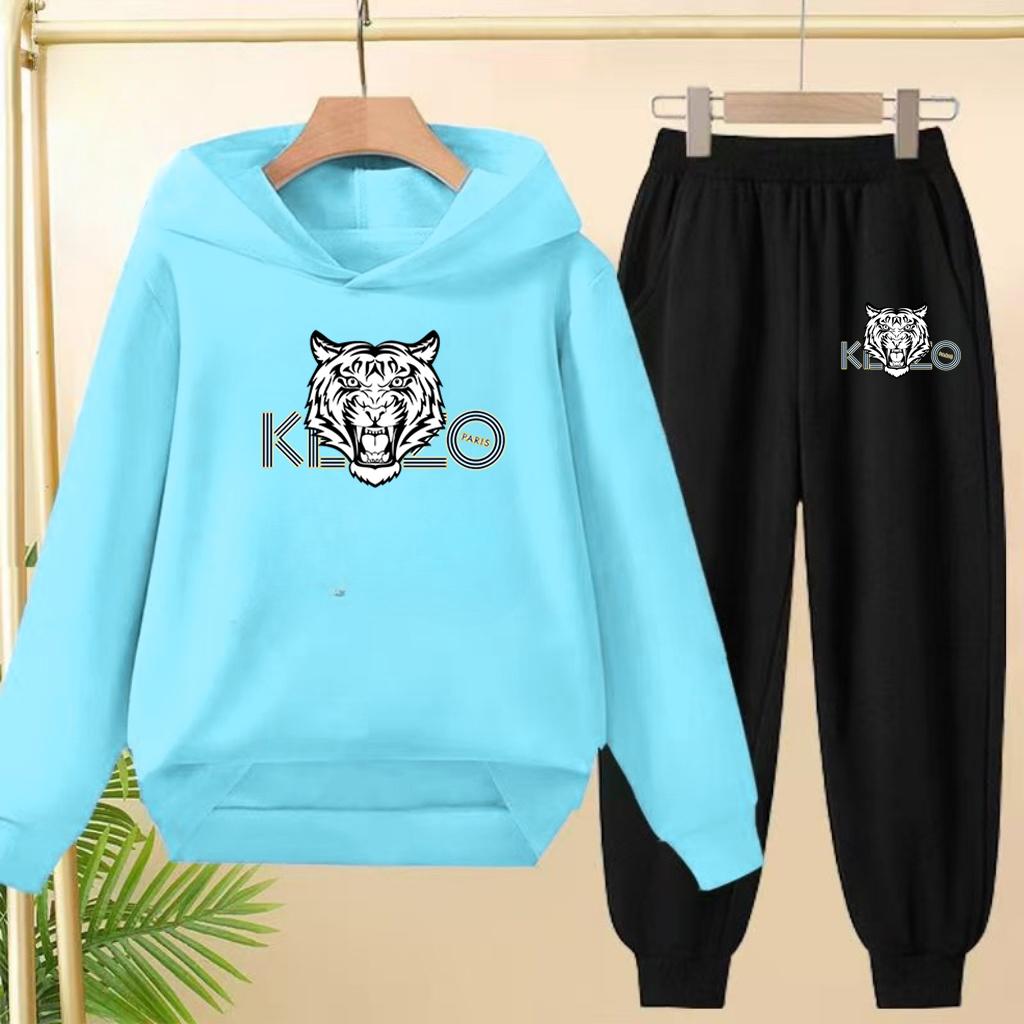 Children's 3-12Yrs Tiger print Pullover Hoodie Boys Girls Toddler Sweatshirt+Trousers Casual Fashion Charming Sports Jogging Set