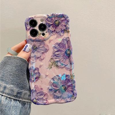 Coque de téléphone laser à motif floral de luxe pour iPhone 11 12 13 14 15 Pro Max, étui antichoc