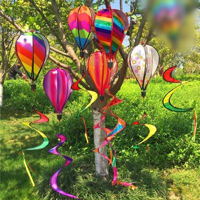Giant Size Hot Air Balloon Rainbow Colors Plastic Material Wind Spinner Color-changing Film Transparent Film Rotating Windmill