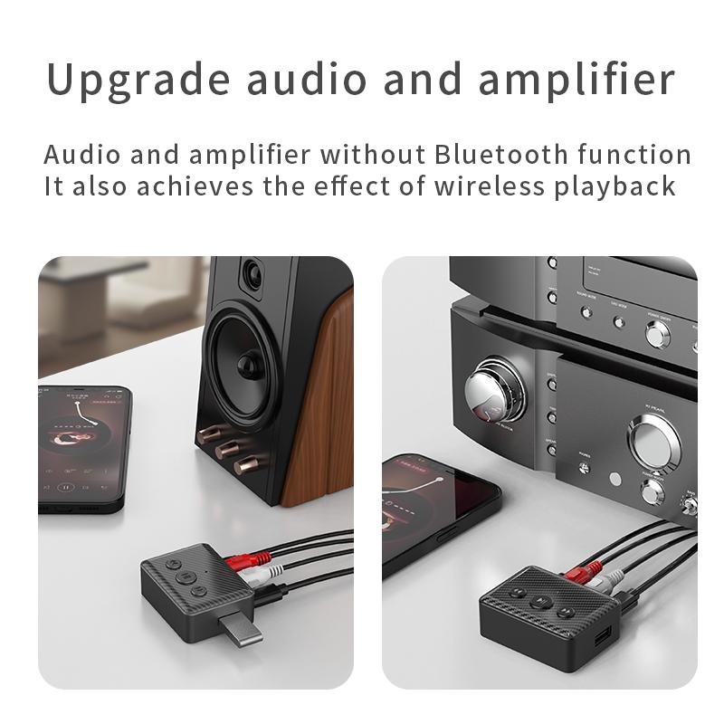 Bluetooth 5.4 Audio Receiver U Disk RCA 3.5mm AUX USB Stereo Music Wireless Adapter With Mic For PC TV Car Kit Speaker Amplifier