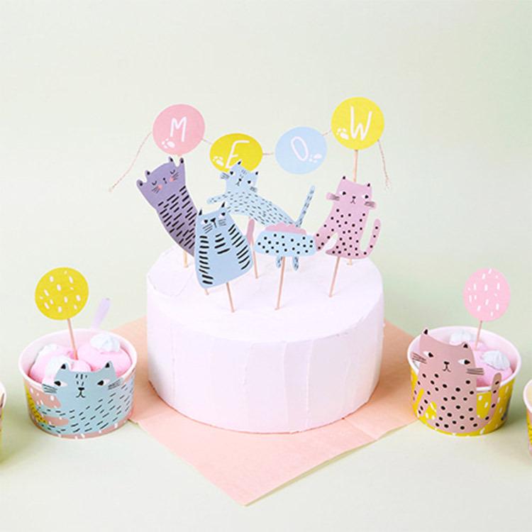 Korean Style Cute Pet Birthday Cake Topper Set for Dogs & Cats - Novelty Festival Decoration Outfit