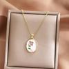 Elegant Oil Painting Bivalve Charm Necklace 10 Multicolored Artistic Designs Thin Metal Mixture Fashion Addition