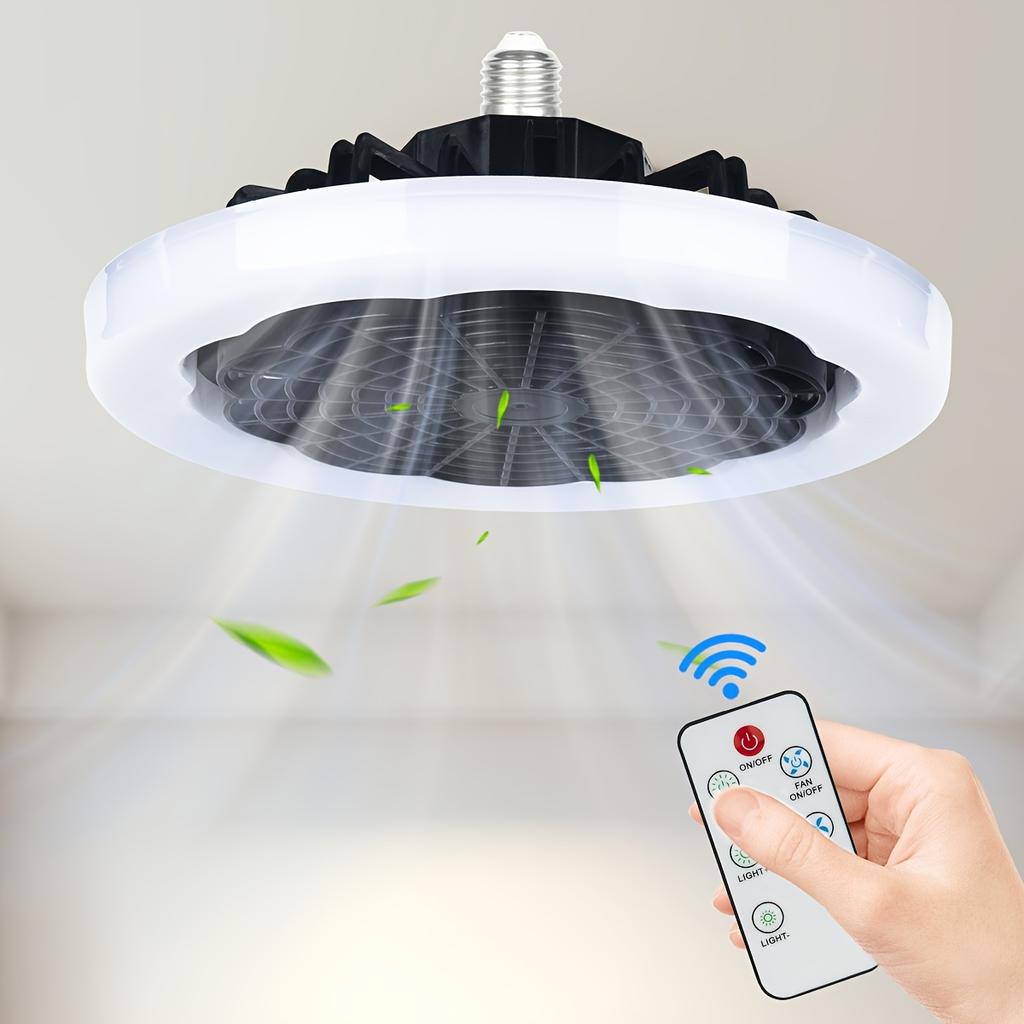 LED Fan Light with Remote Dimming And Wind Speed Control, Silent Fan Light, Ultra-thin E27 Screw Mouth Dormitory Fan Light
