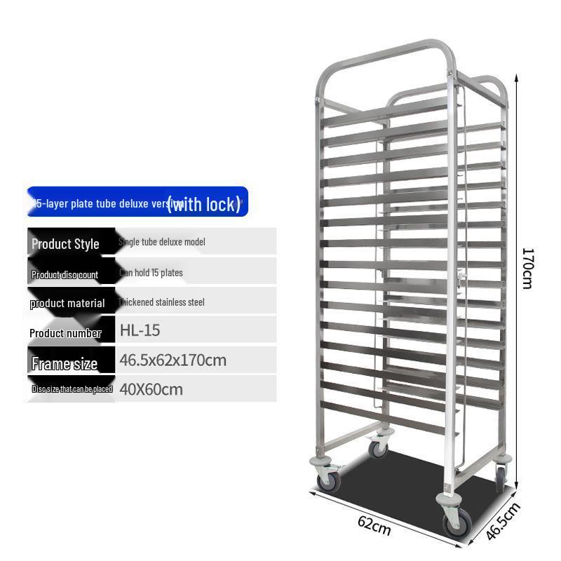 Stainless Steel Baking Pan Shelf Cart with Racks for Cakes, Bread, and Refrigerator Trays