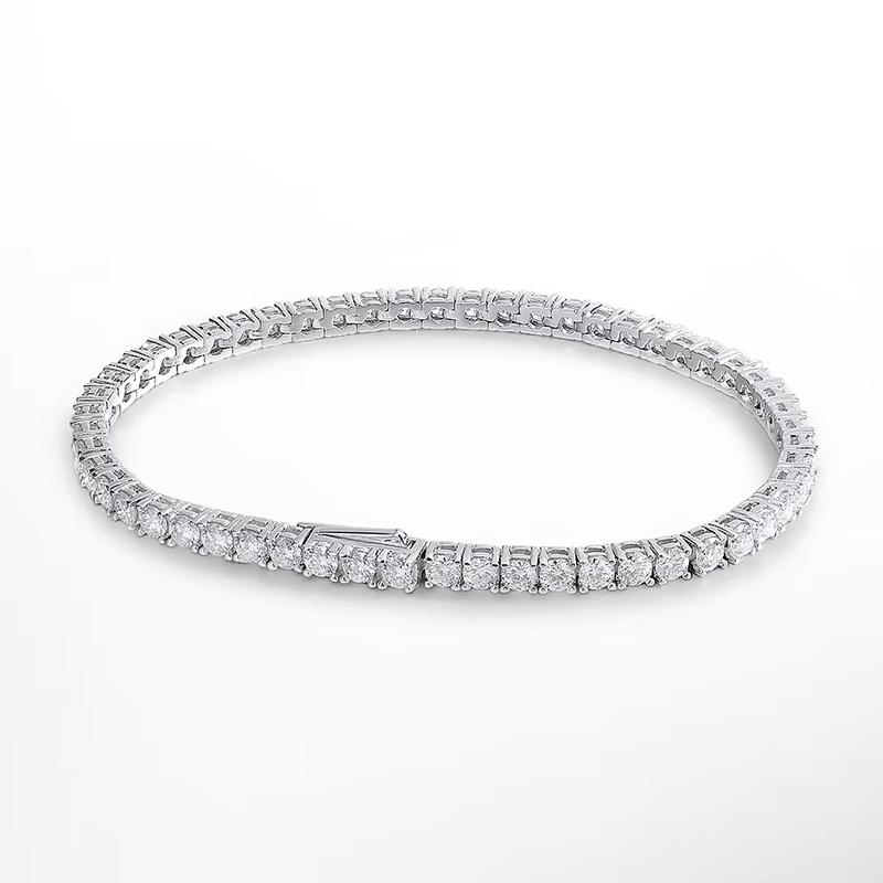 KNOBSPIN D VVS1 Moissanite Tennis Bracelet Original S925 Sterling Silver Plated 18k White Gold with GRA Bracelets for Women Man
