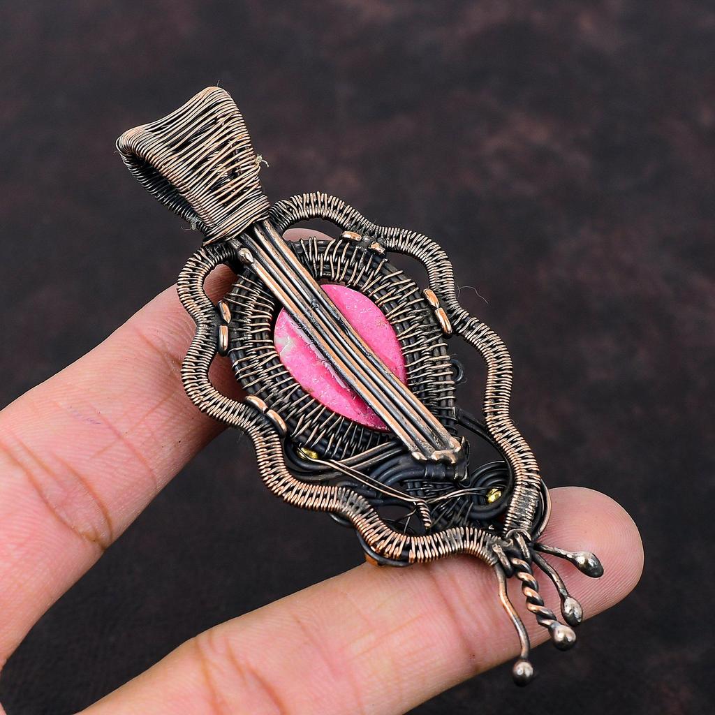 Thulite Pendant Copper Wire Wrapped Pendant Handmade Pendant Designer Copper Jewelry Gemstone Pendant Wire Wrap Thulite Jewelry Gift For Him